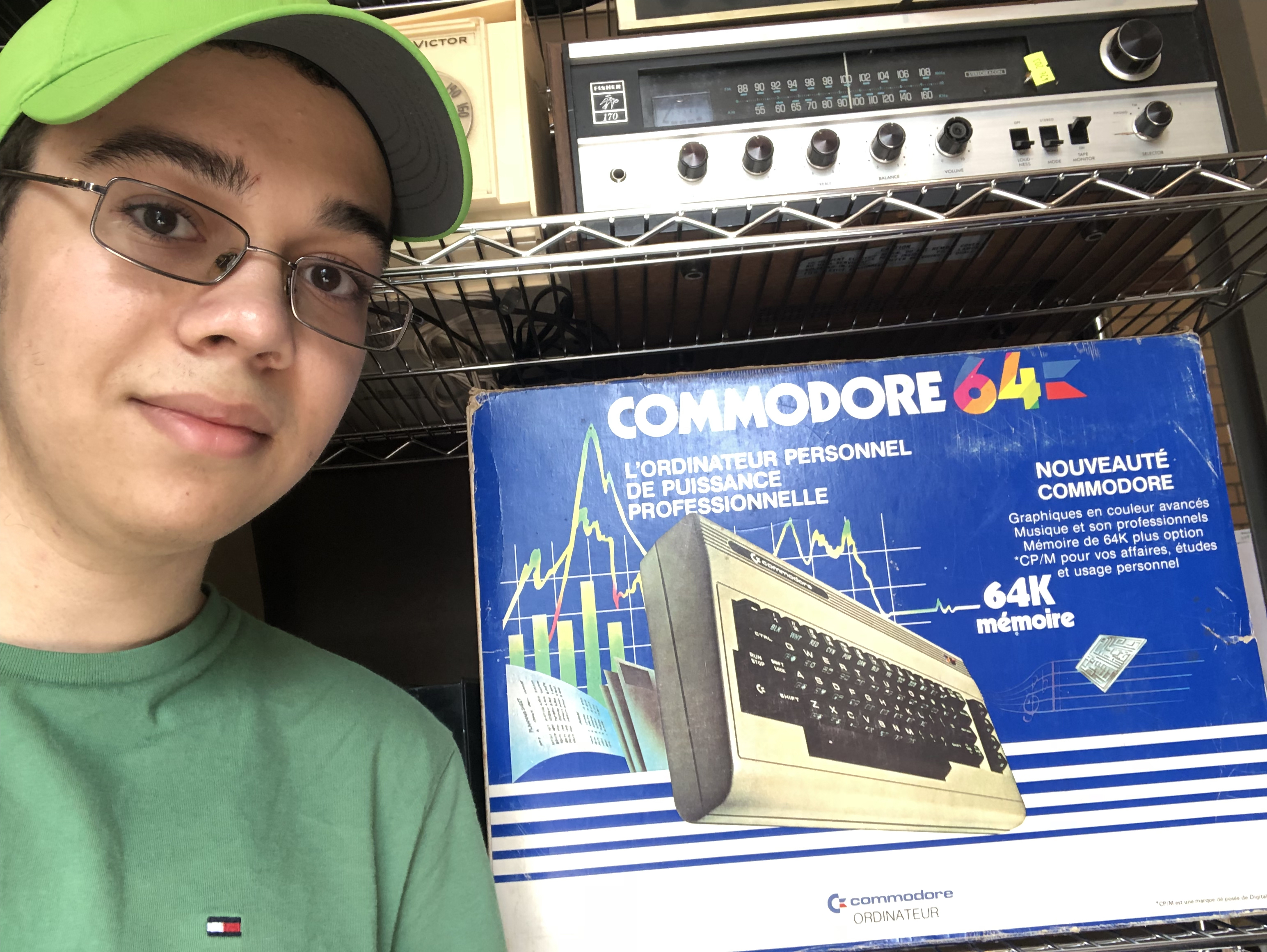 Me posing with a Commodore 64 in Canada, 2018